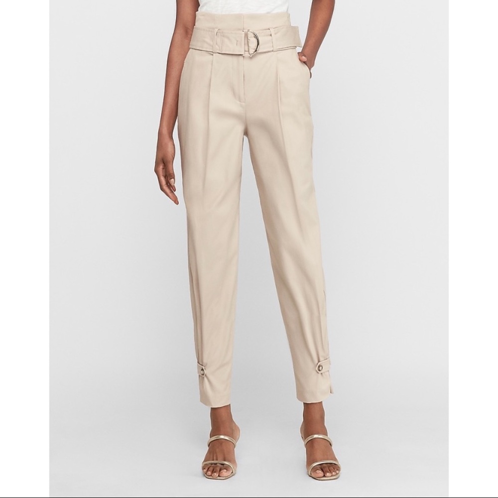 EXPRESS High Waisted Belted Utility Ankle Pant